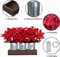 Artificial Christmas Poinsettias Flowers with LED Lights in Pots and Wood Box
